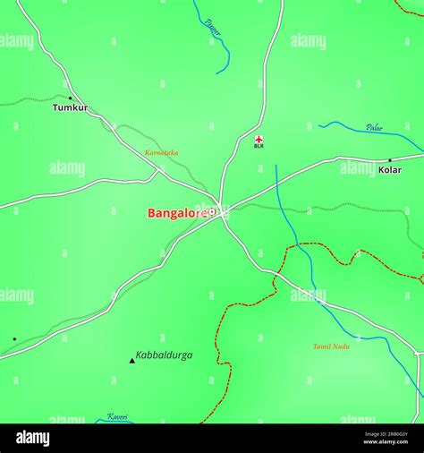 Mappa del centro di Bangalore con indicazione delle principali zone per i viaggiatori come Koramangala e Indiranagar