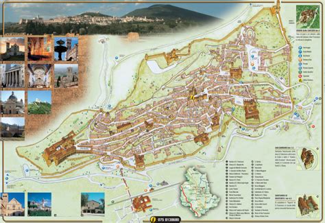 Mappa del sentiero che collega il centro storico di Assisi all'Eremo delle Carceri attraverso il Parco del Monte Subasio