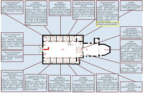Planimetria della chiesa di San Rocco con indicazione delle parti antiche e delle modifiche successive.