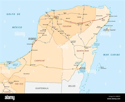 Mappa interattiva dell'itinerario che collega Cancun, la penisola dello Yucatan, la regione di Palenque e il confine con il Belize.