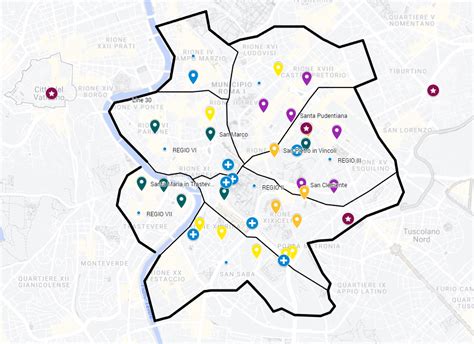 Mappa della diocesi di Roma con evidenziate le zone dei trasferimenti dei parroci