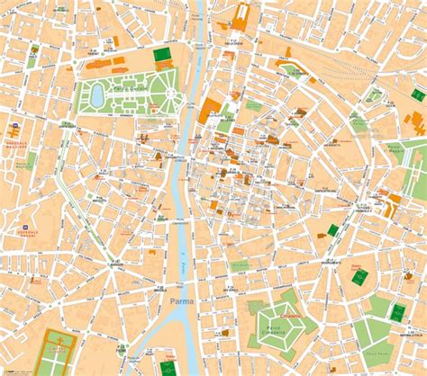 Mappa della città di Parma con i principali luoghi di interesse religioso e sociale toccati dalla Settimana Mariana