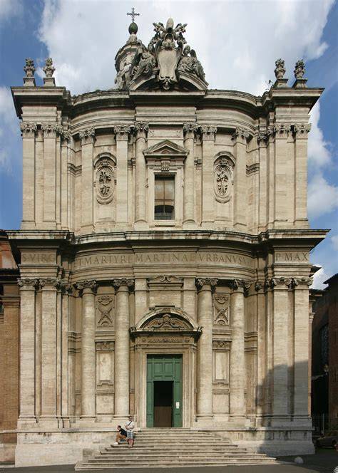 Incisione storica della Chiesa dei Santi Luca e Martina con l'Arco di Settimio Severo