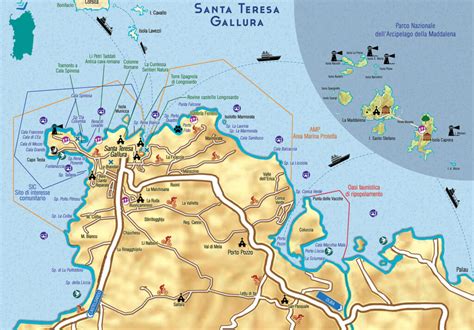 Mappa del percorso nautico da Santa Teresa di Gallura verso l'Isola di Lavezzi e l'Isola Piana