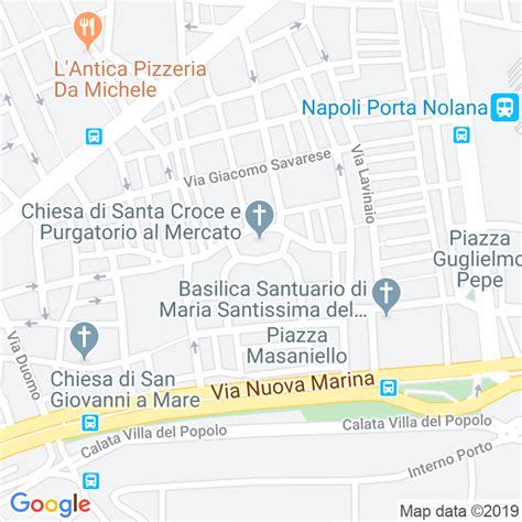 Mappa storica di Napoli che evidenzia la zona di Piazza Mercato e Borgo Orefici