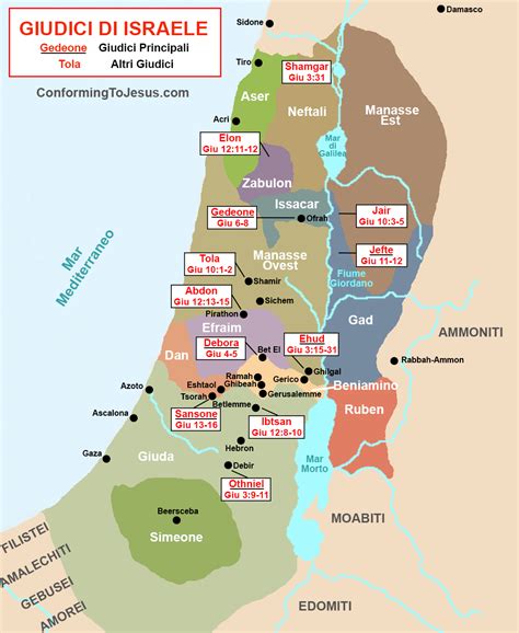 mappa dell'antica Israele e dei territori biblici