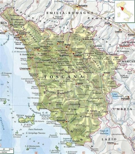 Mappa della Toscana con evidenziata la posizione dell'Agriturismo Il Pino