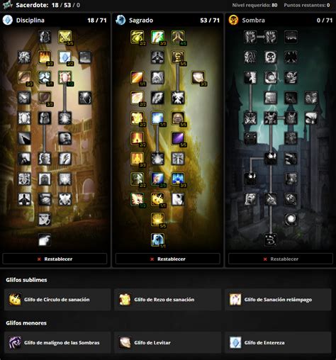 Infografica con talent tree consigliato per Sacerdote Ombre Cataclysm Classic