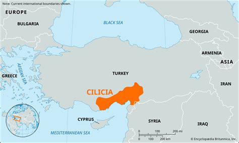 Mappa storica dell'antica Cilicia e dell'area di Egea, luoghi d'origine dei due santi medici.