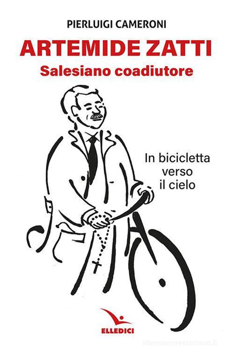 Illustrazione di Artemide Zatti in bicicletta tra le strade di Viedma