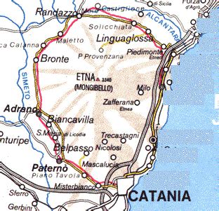 Mappa del territorio dei Paesi Etnei con indicazione dei santuari e delle ville per ricevimenti