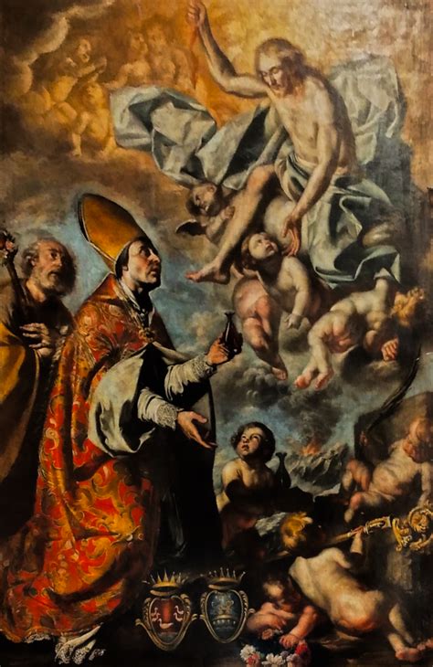 Dettaglio fotografico della pala d’altare attribuita a Francesco Solimena, evidenziando il gioco di luci e ombre tipico del barocco.