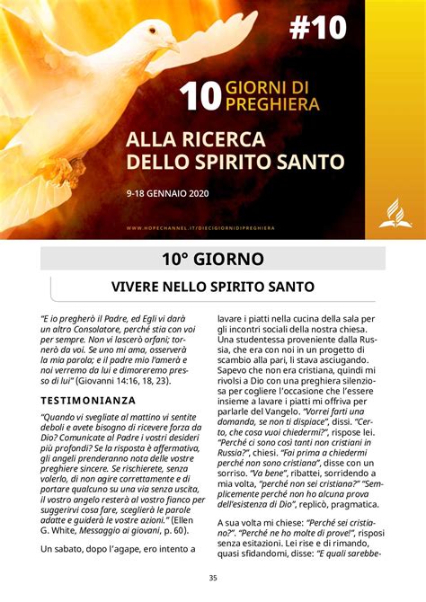 Schema grafico che illustra i 9 giorni di preghiera e le riflessioni spirituali