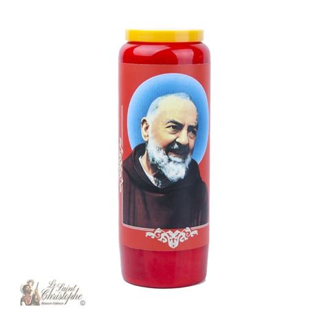 Candela della novena rossa con immagine di Padre Pio
