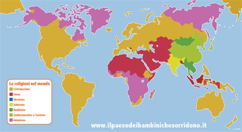 Mappa del mondo con icone stilizzate delle principali religioni, connesse da linee luminose