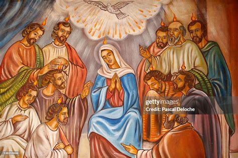 Theological drawing of the Virgin Mary, Jesus and the Holy Spirit