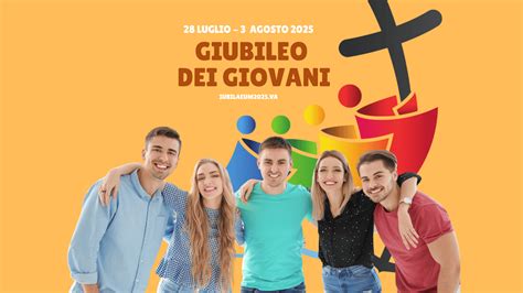 Foto dei giovani pellegrini ucraini che sventolano bandiere giallo-blu durante il Giubileo a Roma
