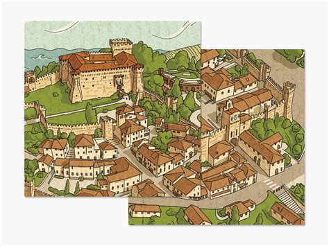 Illustrazione del borgo di Cascia