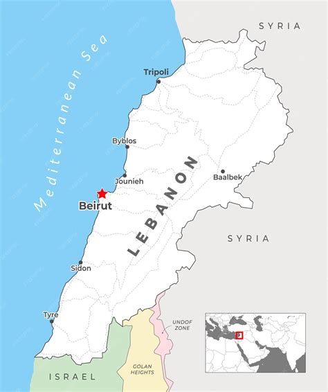 Mappa del Libano con indicazione di Annaya e Beqaa Kafra