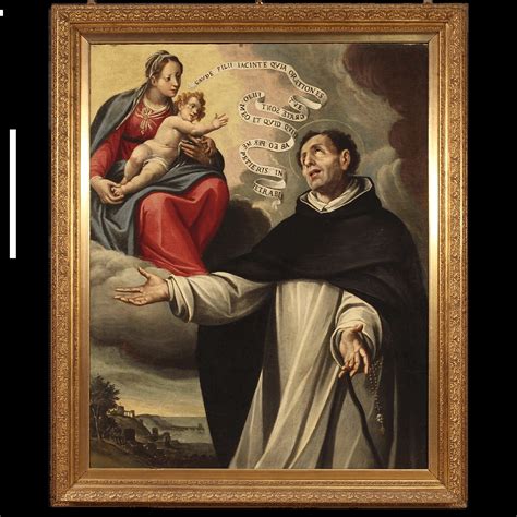 Dipinto di San Giacinto con ostensorio e statua della Madonna