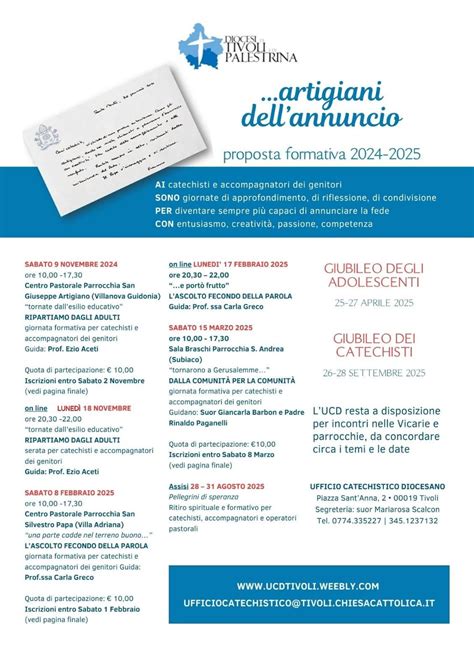 infografica: struttura e orari di una proposta formativa diocesana