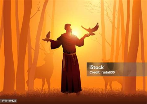 Illustrazione di San Kevin con gli animali