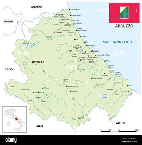 Mappa dell'Abruzzo con indicazione di Rivisondoli e del Santuario della Madonna della Portella