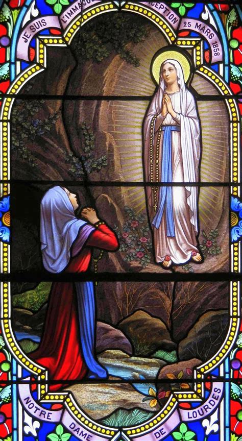Illustrazione delle apparizioni della Madonna a Bernadette Soubirous nella Grotta di Massabielle