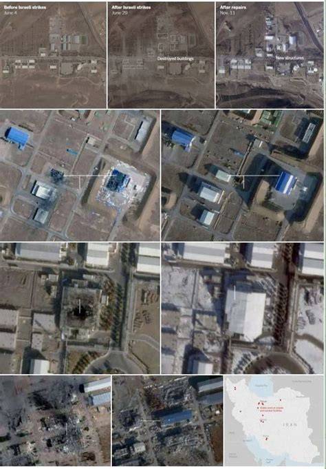 Photo showing reconstruction efforts in Qaraqosh, possibly before and after