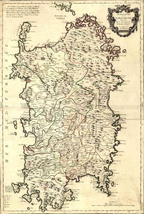 Antica cartina storica della Gallura