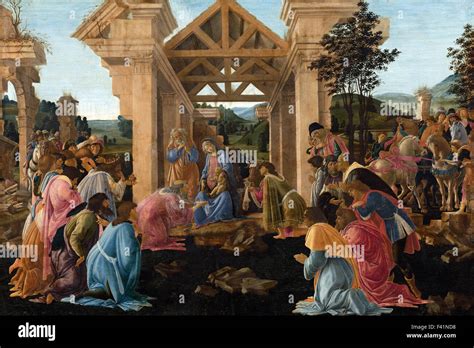 Dettaglio dell'Adorazione dei Magi di Botticelli con i ritratti dei Medici