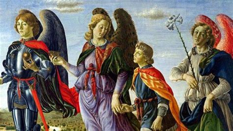 Illustrazione degli arcangeli Michele, Gabriele e Raffaele