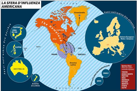 Mappa politica che evidenzia le sfere di influenza globali.