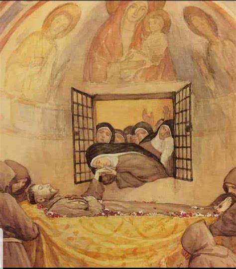 Illustrazione di San Francesco nella sua cella a Monteluco