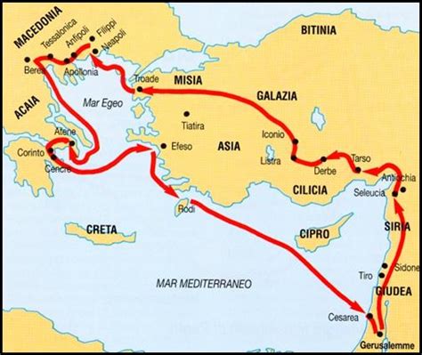 Mappa del viaggio di San Paolo verso Gerusalemme