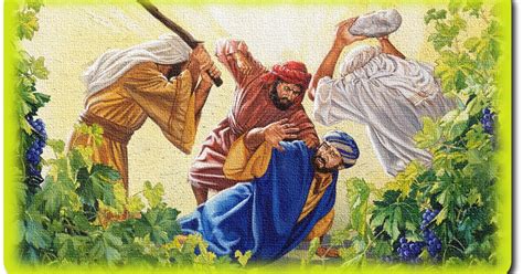 Rappresentazione della parabola dei vignaioli, con servi malmenati