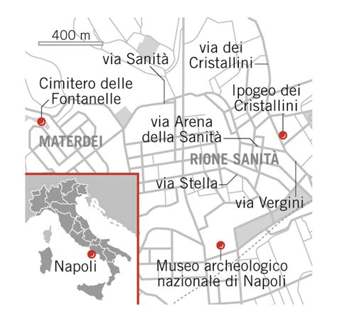 Mappa storica del Rione Sanità con evidenziato il ponte