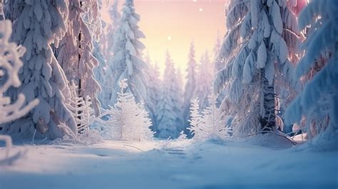Cartolina di Natale con paesaggio innevato e elementi invernali