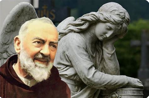 illustrazione di Padre Pio che parla con un angelo custode