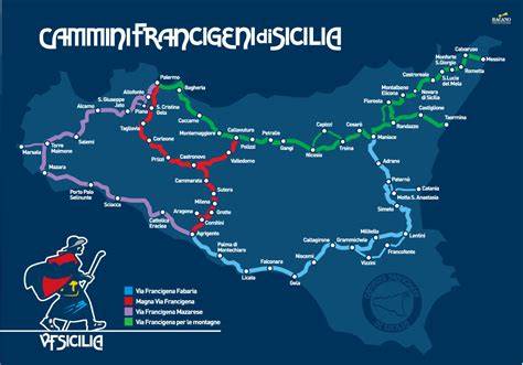 Mappa della Magna Via Francigena in Sicilia