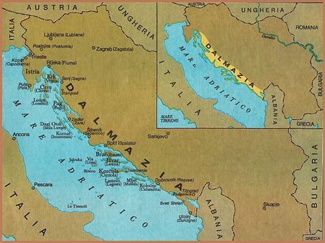 Mappa della Dalmazia romana con indicazione geografica