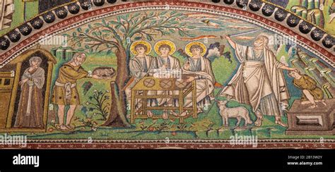 Mosaico di Abramo e gli Angeli nella Basilica di San Vitale, Ravenna