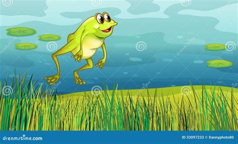 Illustrazione di una rana che guarda fuori da un pozzo verso un vasto oceano