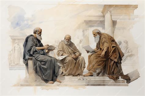 Raffigurazione di filosofi greci che discutono, a simboleggiare il pensiero antico sulla temperanza.