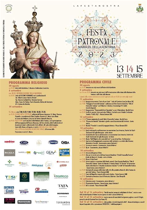 Locandina dettagliata del programma della festa patronale di Trigoria 2024
