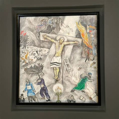Un'opera di Marc Chagall con un tema biblico o una scena di crocifissione, caratterizzata dai suoi colori e stile unici