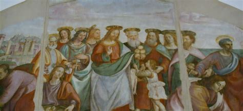 Gesù moltiplica i pani e i pesci per la folla, pittura biblica
