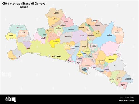 Mappa schematica della Regione Liguria evidenziando Genova
