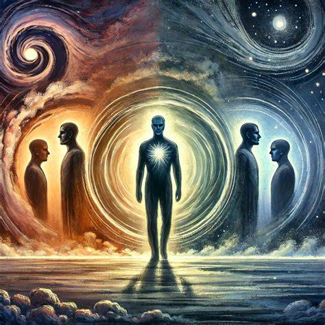 Illustrazione del conflitto interiore, con una figura umana divisa tra inclinazioni spirituali e carnali.