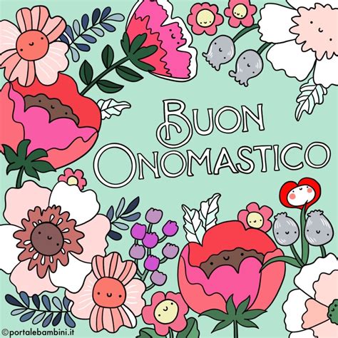 illustrazione con nomi e fiori per onomastico